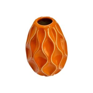 Ashland Ceramic Orange Gloss Geometric Bottle Table Vase